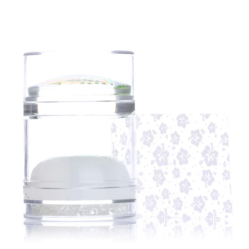 1 Pc Dual-ended Clear White Jelly Stamper Silicone with Rhinestone Nail Art Stamper with Scraper Nail Tool