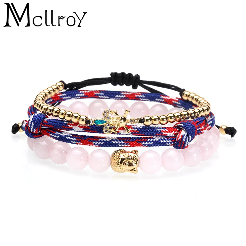 Mcllroy Bracelets For Women skull Multilayer Beads Stretch weave Charm Bracelet Bangle Set Jewelry Costume jewelery Party Gift