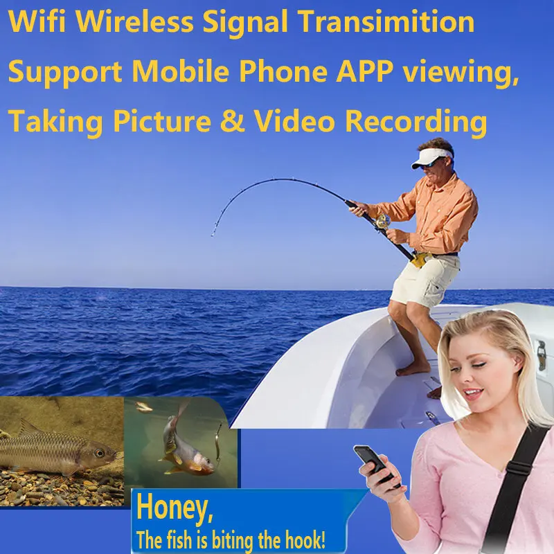 Inventor dos Peixes sem Fio Gravação de Vídeo Foto de Pesca para Ios Pddhkk Wi-fi Câmera & Tirar Android App 12 Pcs Leds Brancos 1000tvl 50 m 2 Sem Fio Wi-fi Câmera Gravação de Vídeo