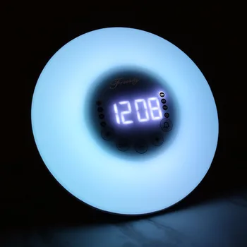 

Modern Circular Color Changing Wake-up Light With Sunrise FM Radio Desktop LED electronic alarm clock Home Decorations