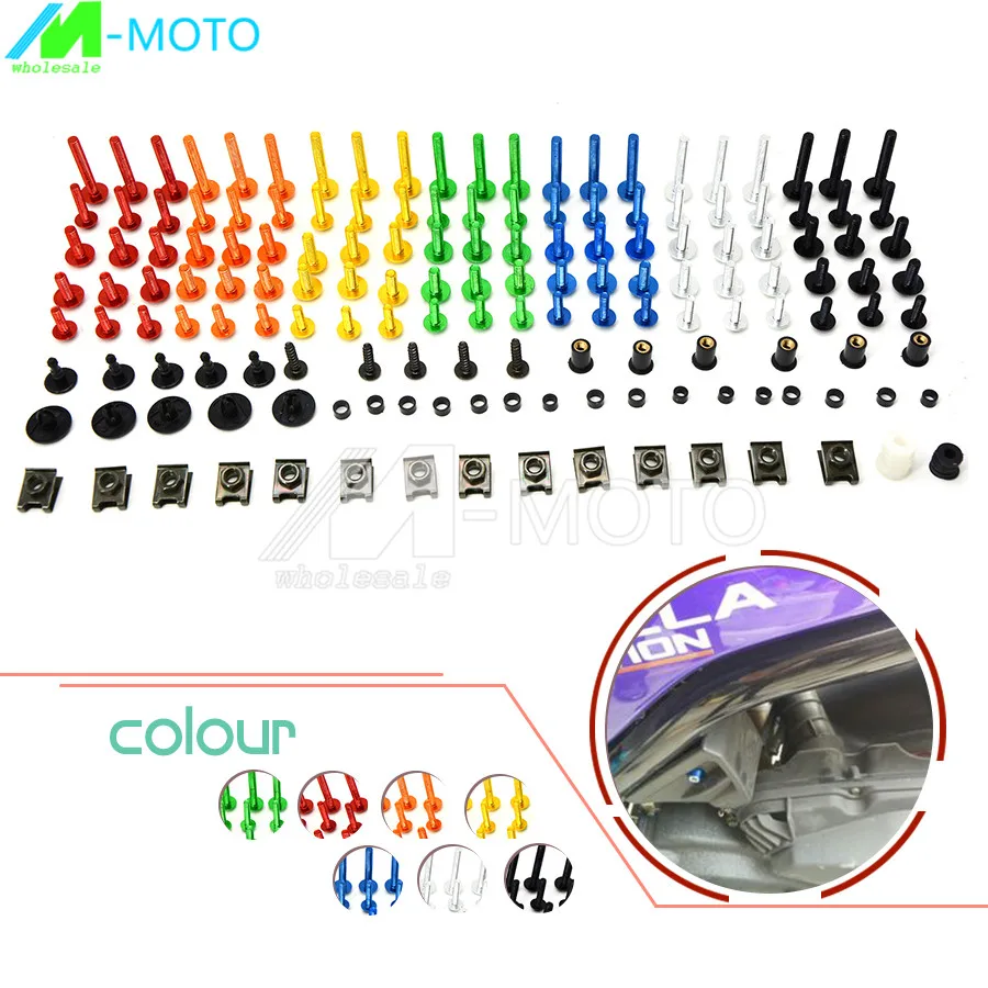 

1 set of Universa Motorcycle Fairing Bolt Screw Nuts Washers Fastener Fixation for Honda Suzuki Yamaha Kawasaki Ducati