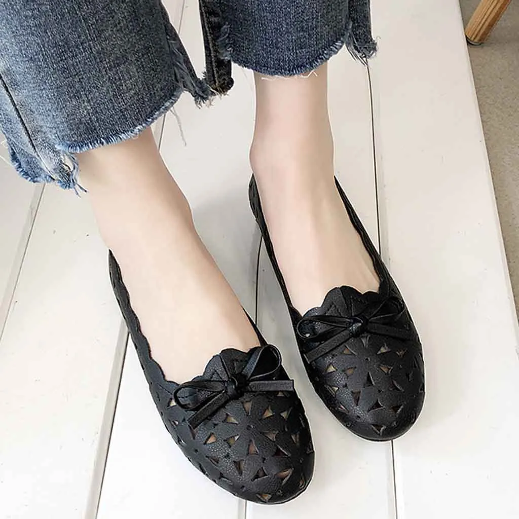 YOUYEDIAN Big size spring women flats shoes women leather flats ladies shoes female cutout slip on flat loafers Women Shoes#g40