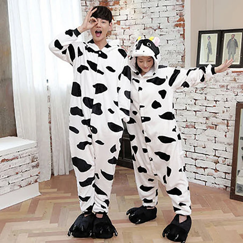 SecKill Women's Cows Onesie Animal Full Sleeve Hooded Microfiber Pajama