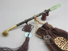 Chino de largo tallo de tabaco pipas madera jade cigarrillo tubo de soporte nuevo regalo