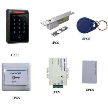 

U6-system2: 1pcs U6 touch keypad+ 1pcs bolt lock+1pcs power supply+1pcs exit button+5pcs users card+5pcs users keyfobs