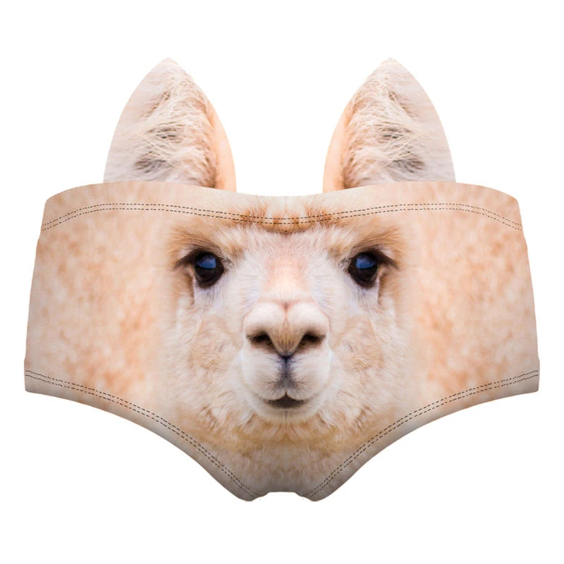 Оранжевое Женское нижнее белье Llama с 3D милым принтом в виде ушей, интересные трусики для леди, сексуальное женское нижнее белье, Трусы-стринги