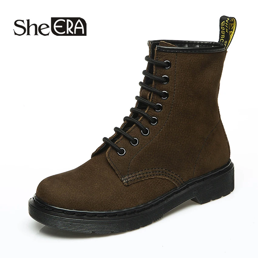 

New Fashion Women Boots Genuine Leather Retro Women Ankle Boots Cow Leather Casual Female Shoes Spring/Autumn Lady Shoes She ERA