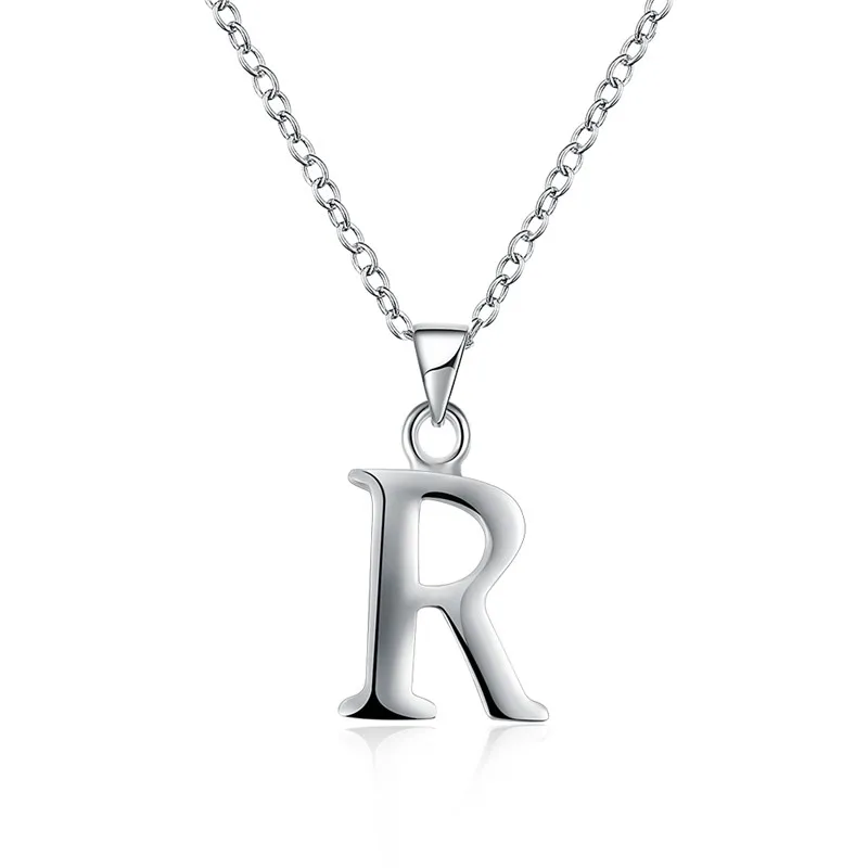 Silver Plated Necklaces Pendants Alphabet Initial Necklace R Choker