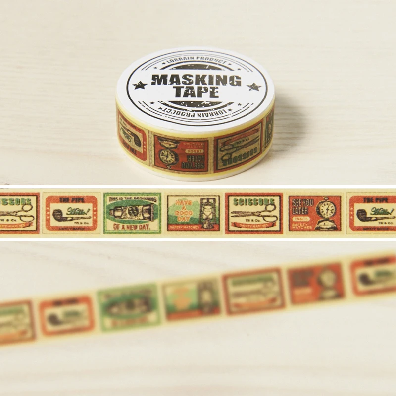 

Free shipping Self-restraint paper tape diy vintage small items 15mmx10m nice printed adhesive tape washi paper washi tape