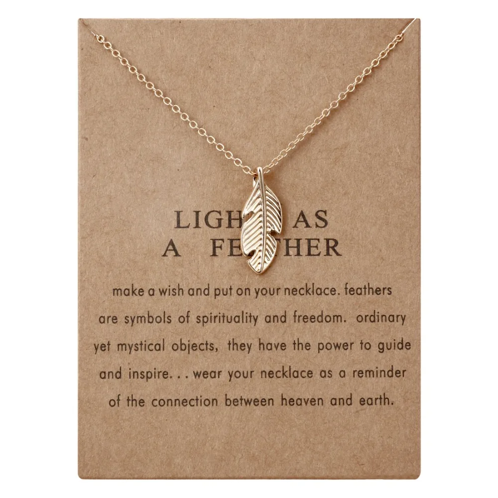 

Golden Plated Wish Necklaces Feather Pendant Short Chocker Necklace For Women Chain & Link Necklaces Friendship Necklace