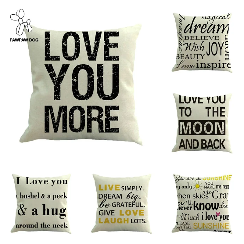 

Letter Printed Pillowcase 45*45cm Linen Plain Cushion Cases Travel Decorative Pillows Cover Back Support Cushion Covers for Seat