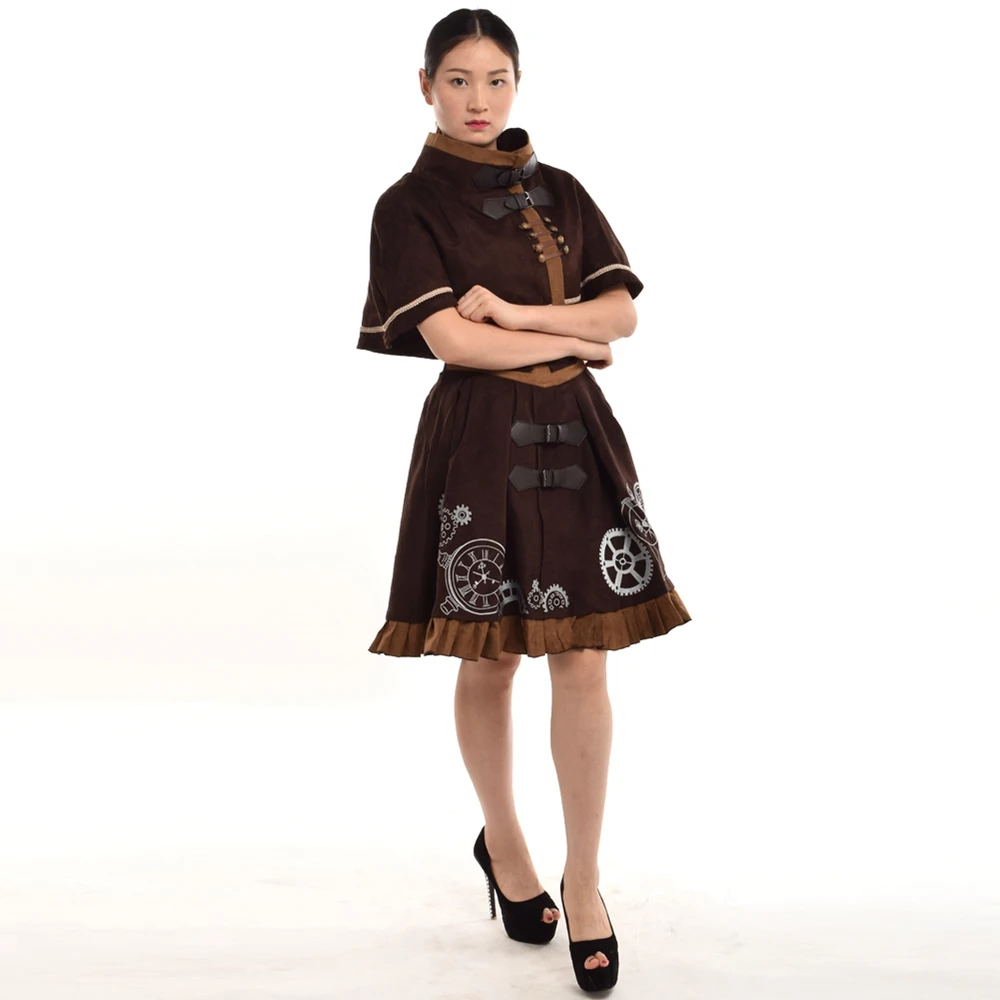 

Fantasy Women Victorian Dress Retro Steampunk Timeturner Mini Cape+JSK Outfit