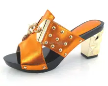 Artikel-nr. yh15-1784 orange erhältlich mode Italienische passenden schuh und tasche set für party und hochzeit African damen heels pantoffel