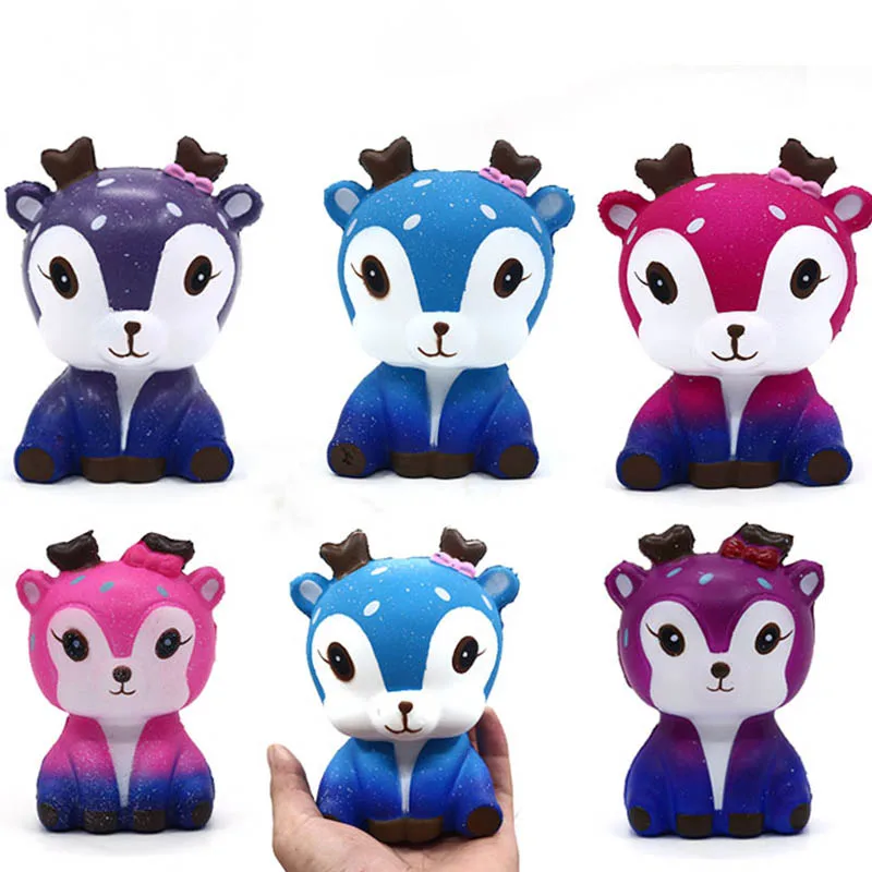 

Jumbo cute Colorful Galaxy Star deer Squishy pupsi Doll Slow Rising Stress Relief Squeeze Toys for Baby Kids Xmas Gift 14*10CM
