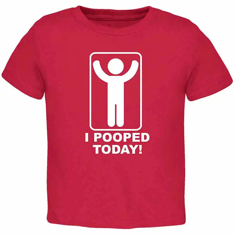 Funny Shirts O-Neck Men Short Sleeve Tall I Pooped Today Red Toddler T Shirt | Мужская одежда