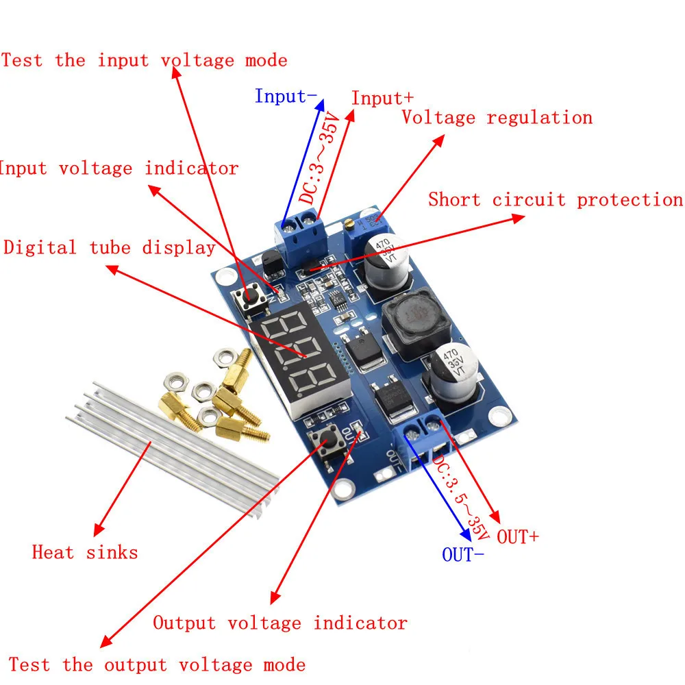 

ShengYang 1PCS DC DC-DC 3~35V to 3.5~35V LTC1871 Booster step up Step-up module Converter Regulated Power Supply+VoltMeter