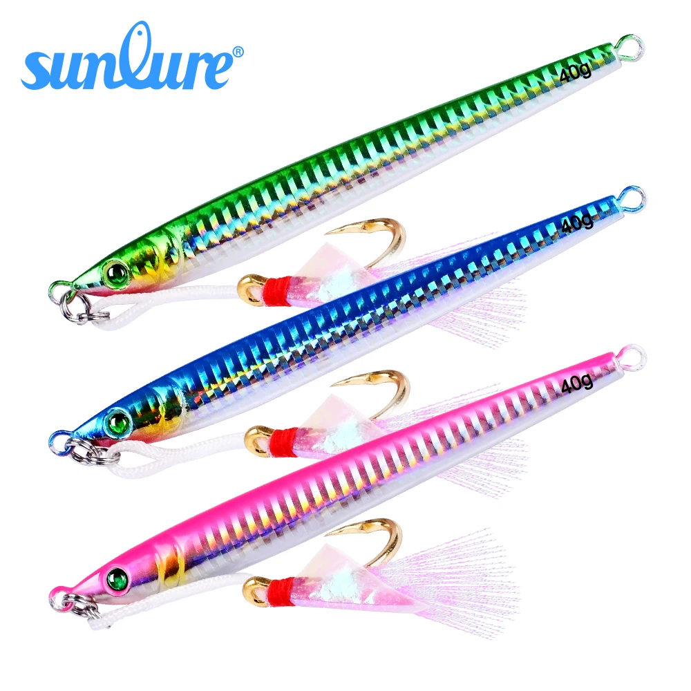 

1PC Jigging Lead 40G-60G-80G/10.5-13.5cm Metal Jig Fishing Lure with Nepal Hooks 5 Colors Paillette Wobbler Artificial Hard Bait