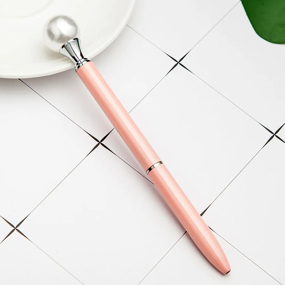 Pink 1Pcs Luxury Pearl Ballpoint Pen Metal Queen Scepter Supply Stationery Fancy Cute Candy Color School Office Accessories Material Thing - Цвет: Pink 1Pcs
