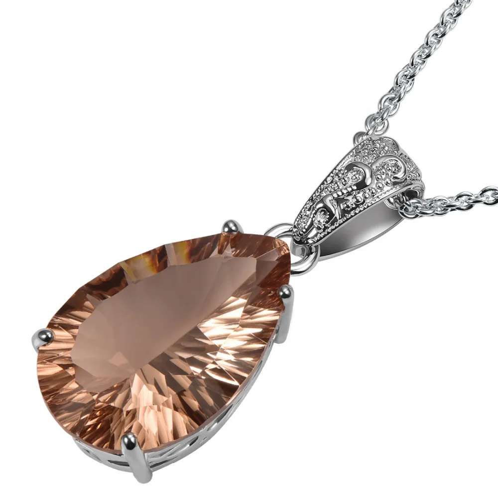 

Huge Concave Cut Morganite 925 Sterling Silver Fashion Jewelry Pendant TE790