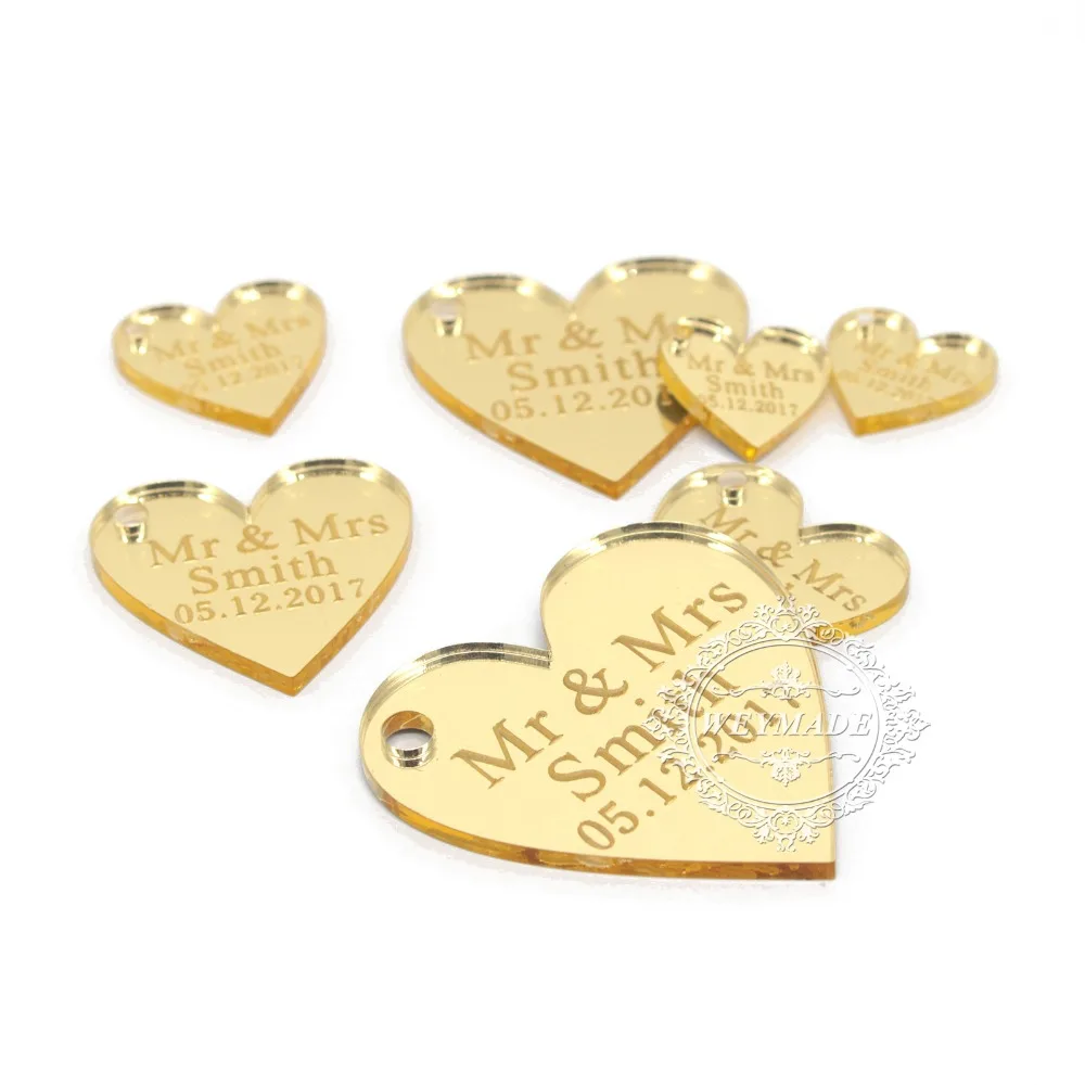 100 Pieces Personalized Engraved Baby Baptism Hangs Love Heart Decor