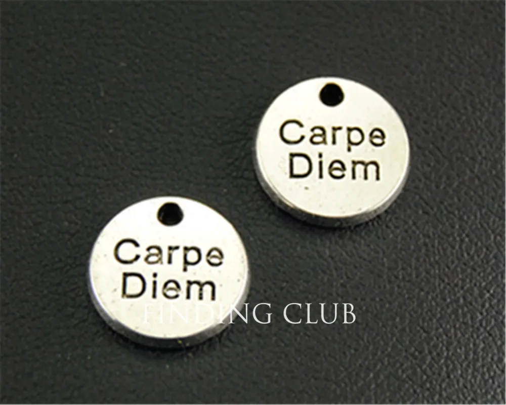30 шт. круглые мини-подвески carpe diem серебристого цвета для самостоятельного