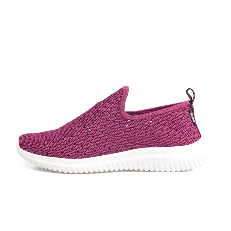 Holey Vamp/Дышащие трикотажные женские дизайнерские кроссовки; Летние дизайнерские теннисные туфли для женщин; спортивная обувь; стабильность - Цвет: Фиолетовый
