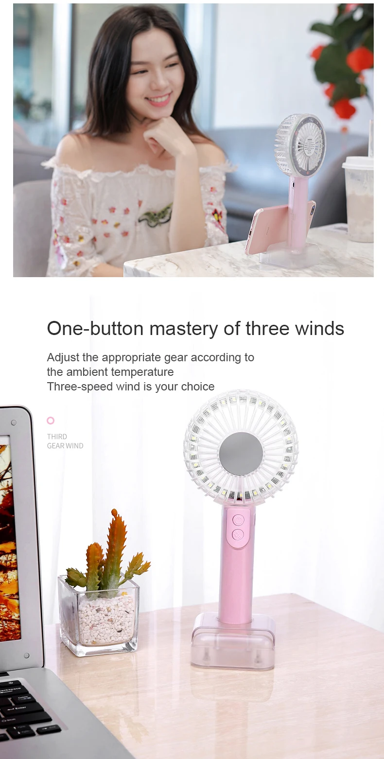 Mini Ventilador USB Fan Rechagable Portable Phone Holder Handheld Makeup Mirror USB Cooling Fan Cooler Gadget Office Gadgets