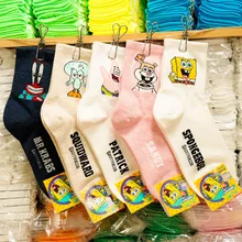 Корейские импортные женские носки, хлопковые носки, мультяшная губка, милые детские носки, высокое качество, Женская мода, harajuku, розовый цвет