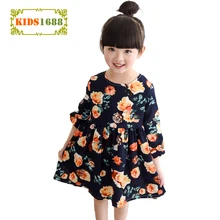 Automne Fille Enfants Vêtements Robes 2016 De Fleur De Mode Enfants Fille vêtements Robes Automne Nouvelle Marque Enfants Vêtements Robe Pour Fille bébé