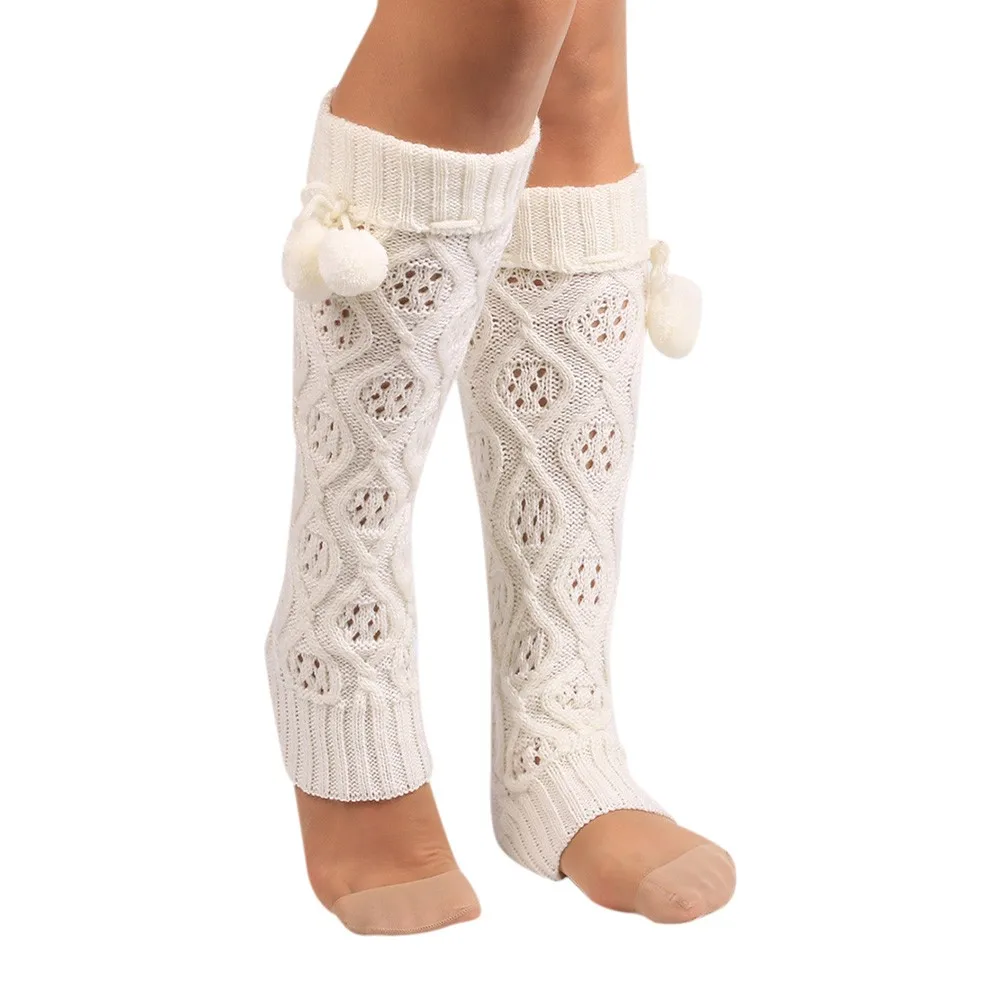 Гольфы Компрессионные носки для девочек женские зимние теплые вязаные носки гетры Гольфы Вязаные гольфы calcetines mujer A75 - Цвет: Белый