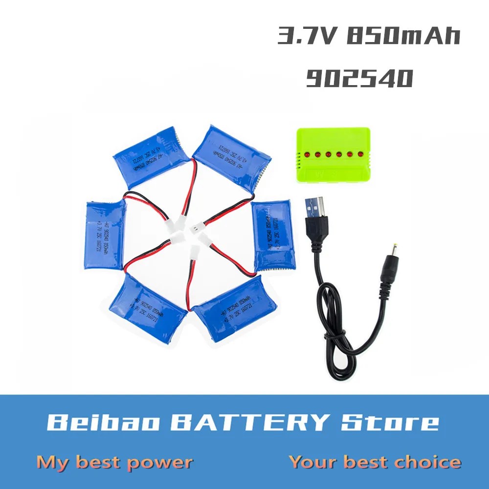 3.7v 850mah 6pcs1green