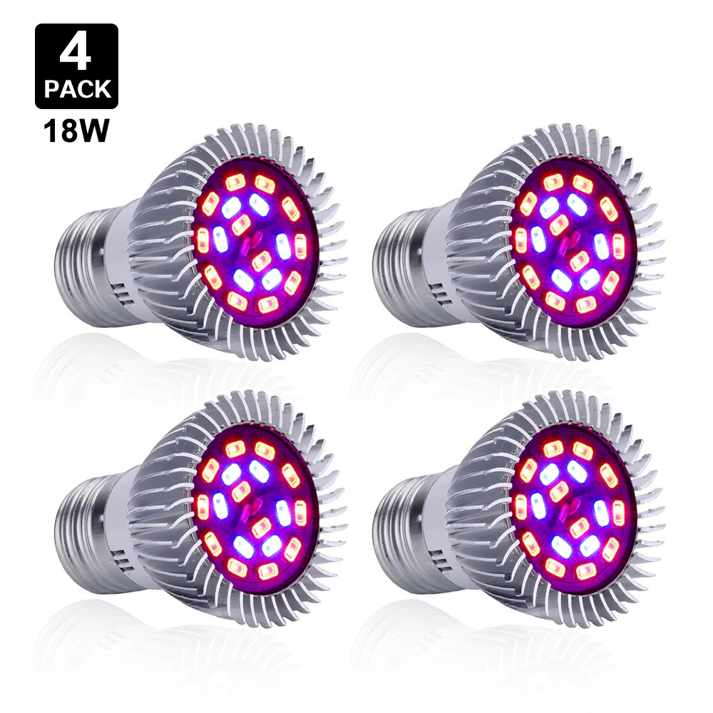 4pcs/lot 18W Growing Lamp Red Blue AC85 265V E27 LED Grow Lights For Indoor Horticulture Garden Flowering Hydroponics Vegetables | Освещение