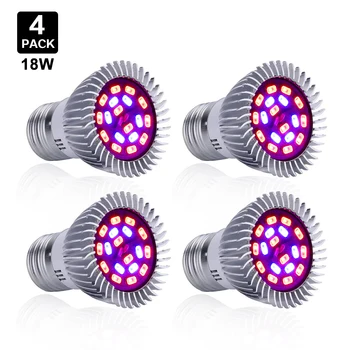 

4pcs/lot 18W Growing Lamp Red Blue AC85 265V E27 LED Grow Lights For Indoor Horticulture Garden Flowering Hydroponics Vegetables