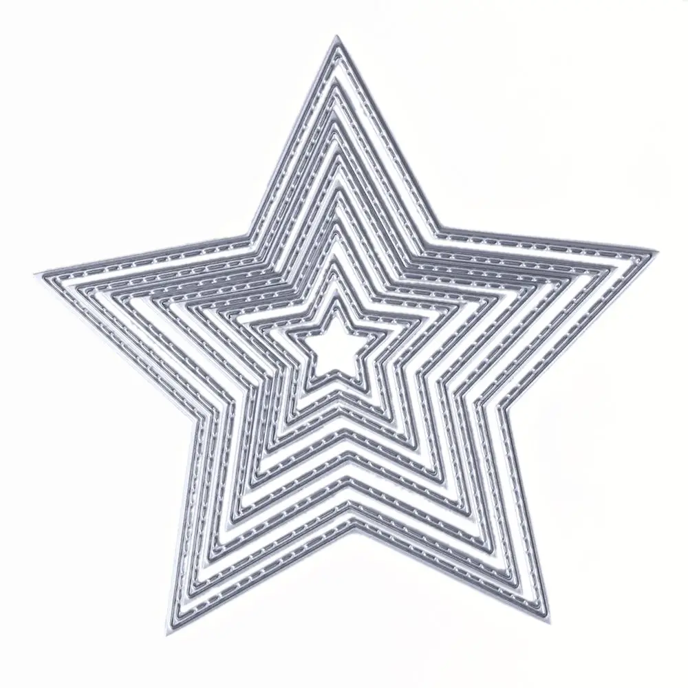 Star Metal Cutting Dies Circle Frame Stencils For DIY Scrapbooking Embossing Paper Wedding Cards Die Cuts Photo Album Making Craft - Цвет: Star