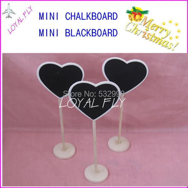 

60pcs heart shape Mini Wooden Chalkboards on stick Stand -Party Table Numbers - Wedding Signage