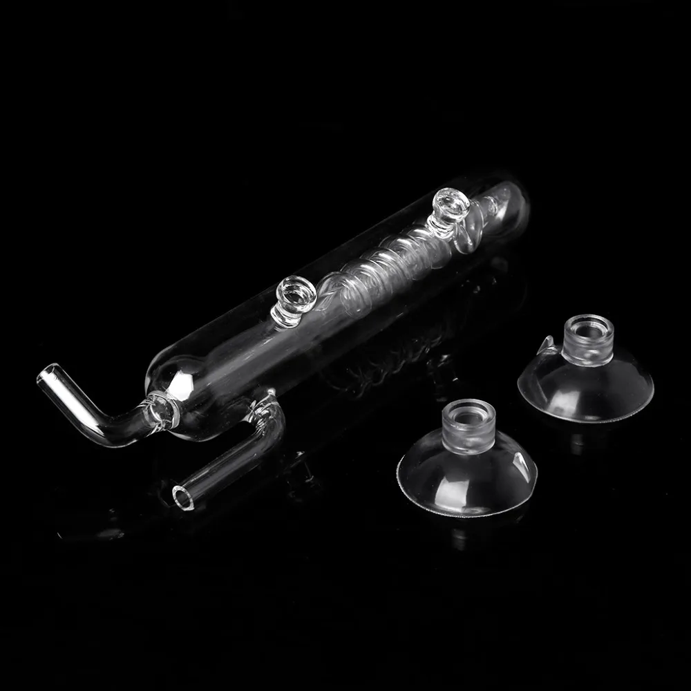 Spiral Glass Aquarium Tank CO2 Diffuser / Bubble Counter with Suction Cup M10 dropshipping