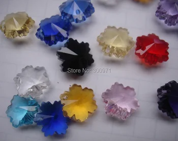 

2000pcs/lot 12 colors mixed 14mm crystal snowflake beads in one hole glass chandelier diy beads free shipping