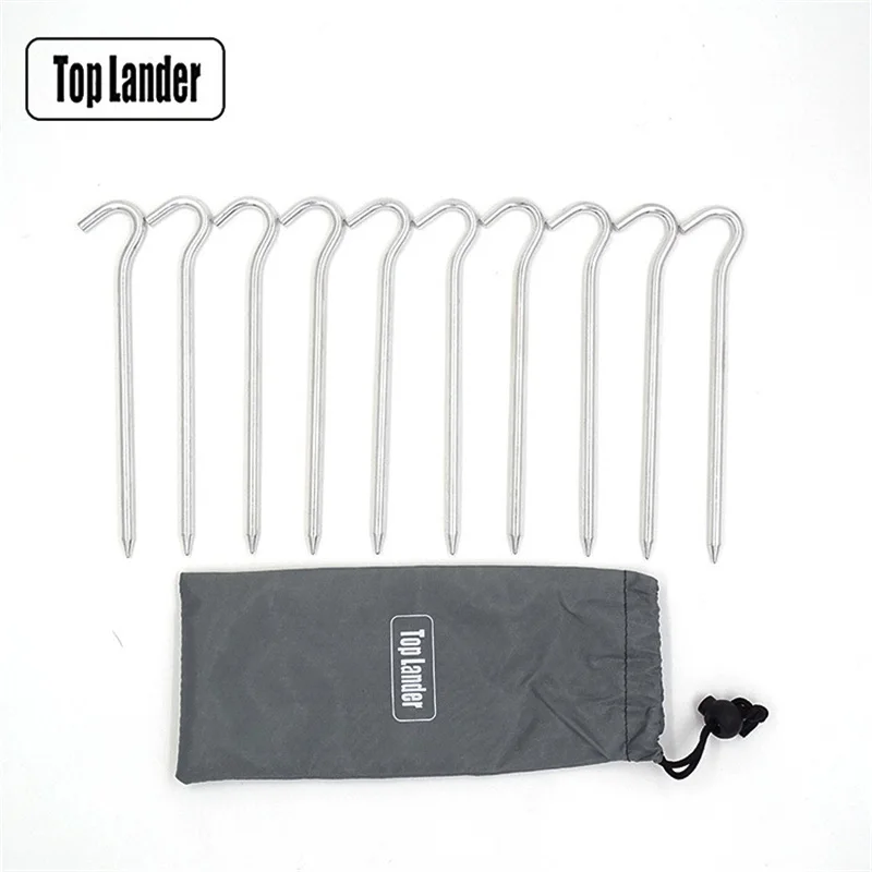 

10pcs 18cm Aluminum Alloy Tent Pegs Tent Stake Ground Hook Pin Tent Pegs Outdoor Camping Awning Nails Tent Tarp Accessories