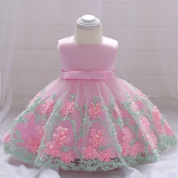 Новое платье для маленьких девочек; летнее кружевное платье принцессы без рукавов с цветочным узором для маленьких девочек; одежда для дня рождения - Цвет: as the picture