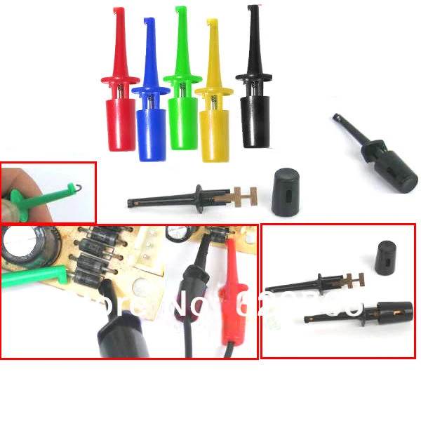 Free Shipping 100/pcs Wholesale mini SMD IC Single Hook Clip Grabbers Test Probe cable for multimeter wire lead | Обустройство дома
