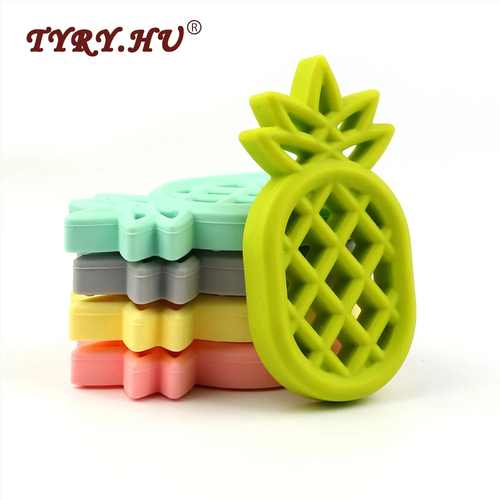 

TYRY.HU 1pc Candy Colors Pineapple Silicone Teether BPA Free Toys Teething Chewable Beads DIY Pendants Fashion Accessories New