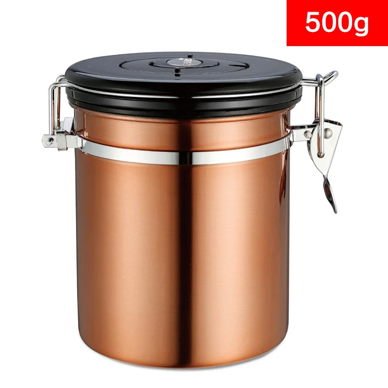 

Stainless Steel Coffee Beans Sealed Can High Capacity With Exhaust Valve Time Record Display For Kitchen tools SD-6002