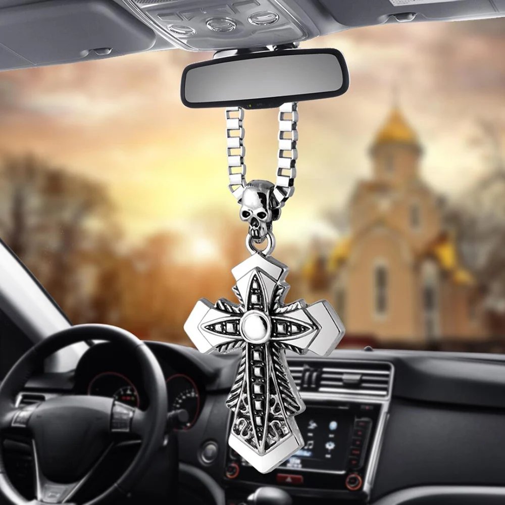 

Car Pendant Alloy Jesus Crucifix Cross Ornaments Charms Rearview Mirror Decoration Hanging Automobiles Decor Accessories Gifts