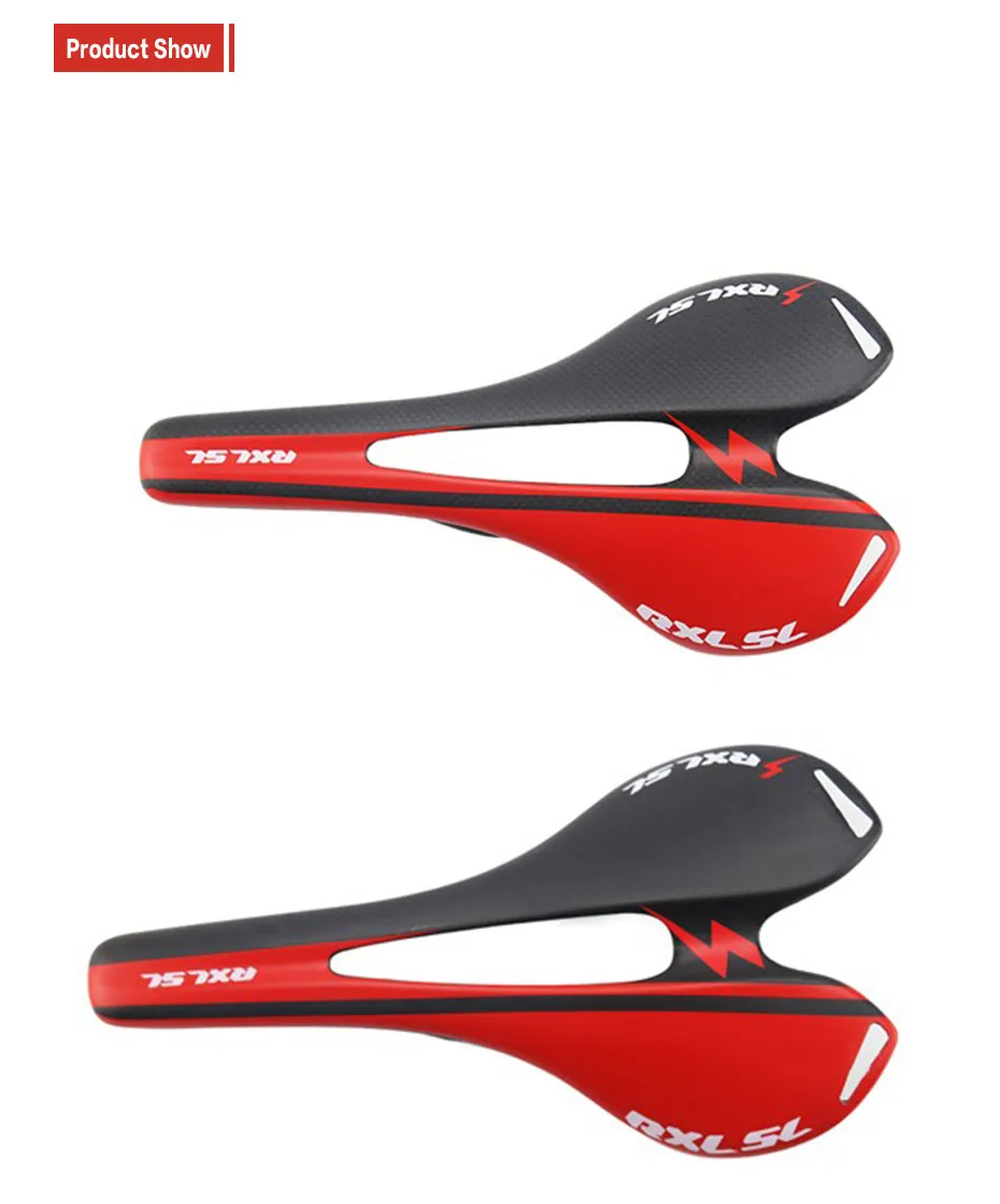 RXL SL Ultralight Carbon Fibre Saddle Bike Seat Saddle Carbon Bicycle Saddle Road/ MTB Bike Cycling Seat Cushion Bike Part RED