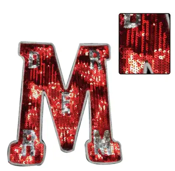 

24cm Large Letter M Sequin Patches Sew on Fashion Clothes Applique DIY Clothing Decoration Sequins Patches for Cloth