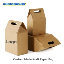 20 шт., Пользовательский логотип крафт бумажный пакет конфетные коробки ручка закуски печенье подарки сумки для свадьбы День рождения Рождественская подарочная упаковка