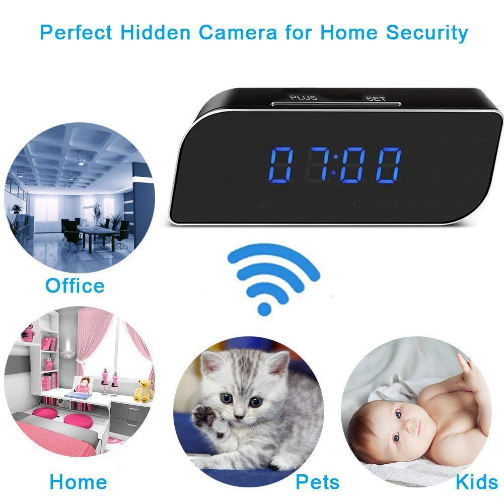 

Hot WiFi Desk Clock Mini Camera 1080p HD IP P2P DVR Camcorder Night Vision Alarm Set Motion Sensor Remote monitor Micro Cam PLD