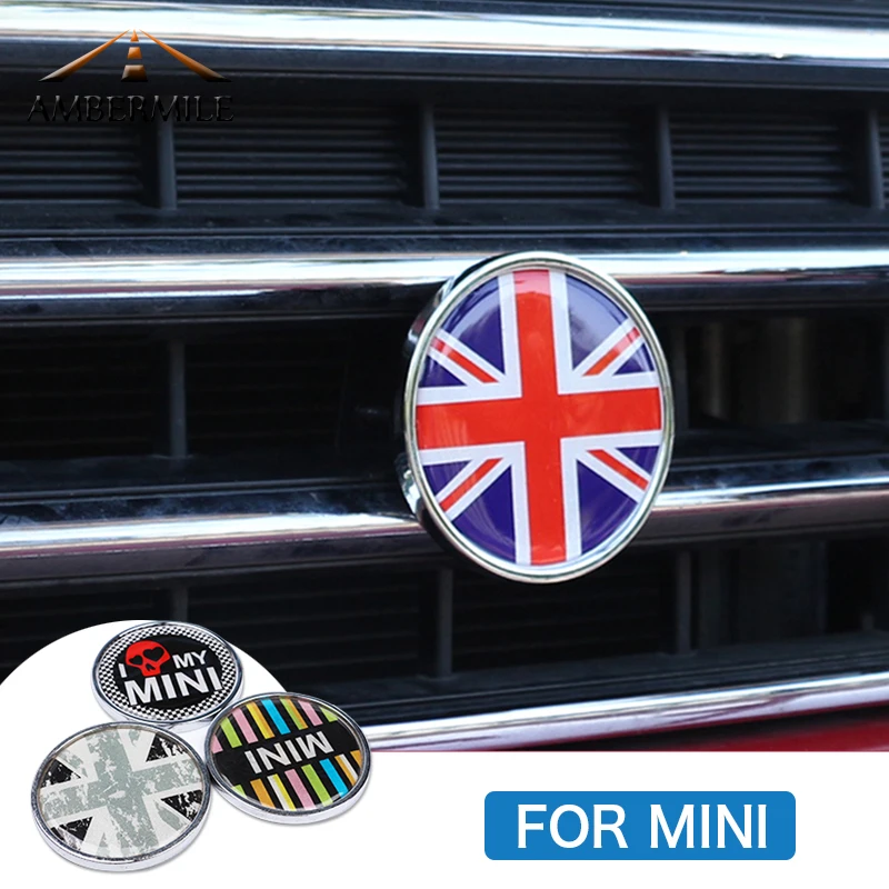 AMBERMILE автомобильный передний бейдж с эмблемой Grill металлические наклейки для Mini