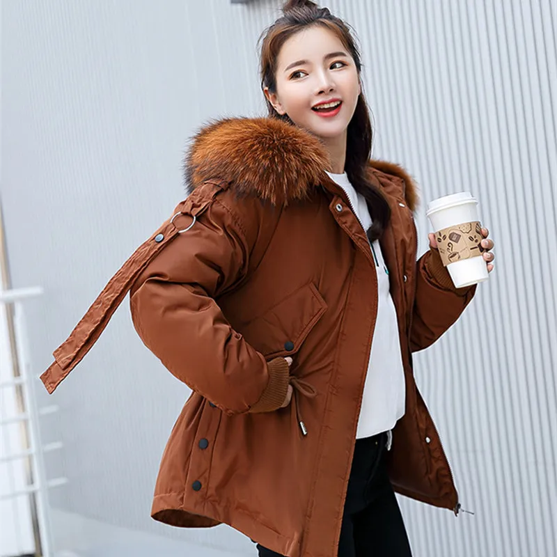 De Fourrure Capuchon Veste À rouge 2018 Lâche Manteau Beige D'hiver Mode Outwear noir Nouveau Femelle Le Coton army Parkas Femmes marron Green Vers Rembourré Bas Grand Épais gris xwvtCXnzqE