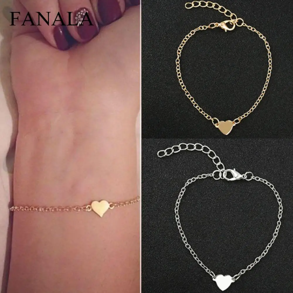 

Heart Bracelets Love Sale Statement Hot Charming Metal Wholesale Women Girls Silver Gold Bracelets Jewelry